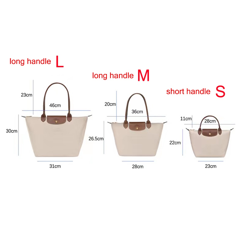 Longchamp Le Pliage Long Handle M L Nylon Tote Bag Water Proof Women Handbag Shoulder Bag