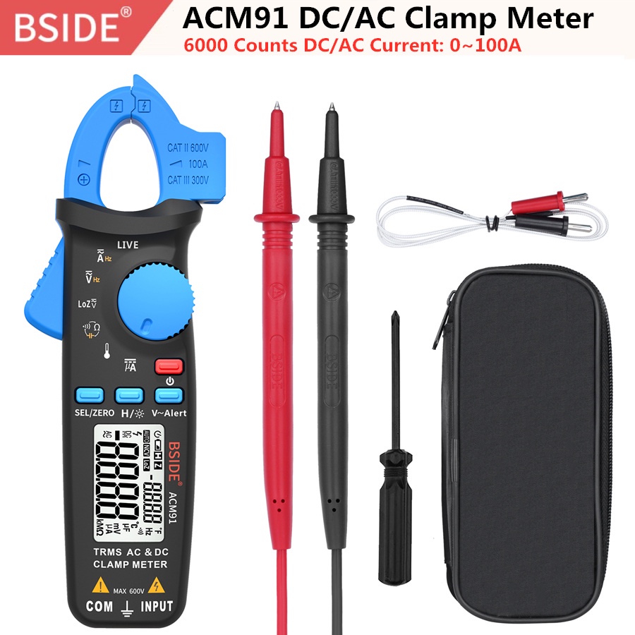 BSIDE ACM91 Digital AC/DC Current Clamp Meter Auto Range Car Repair ...