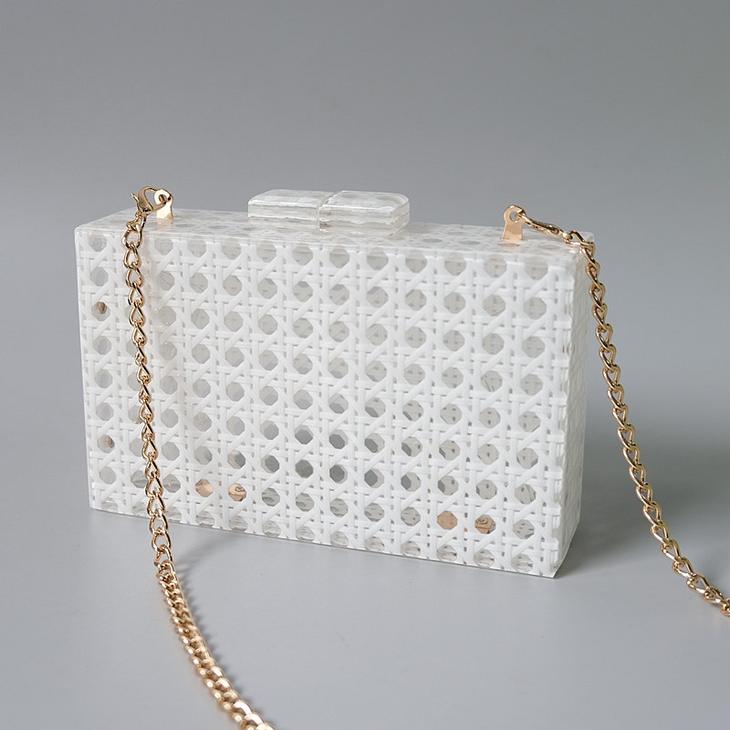 New Trendy Bags Fashion Women Handbags White Rattan Solid Acrylic Luxury Party Evening Bag Woman Casual Cute Box Clutch Purse Shopee Philippines