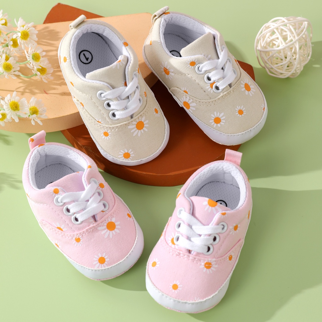 Sunflower baby canvas shoes, toddler shoes, lace up, anti-slip and