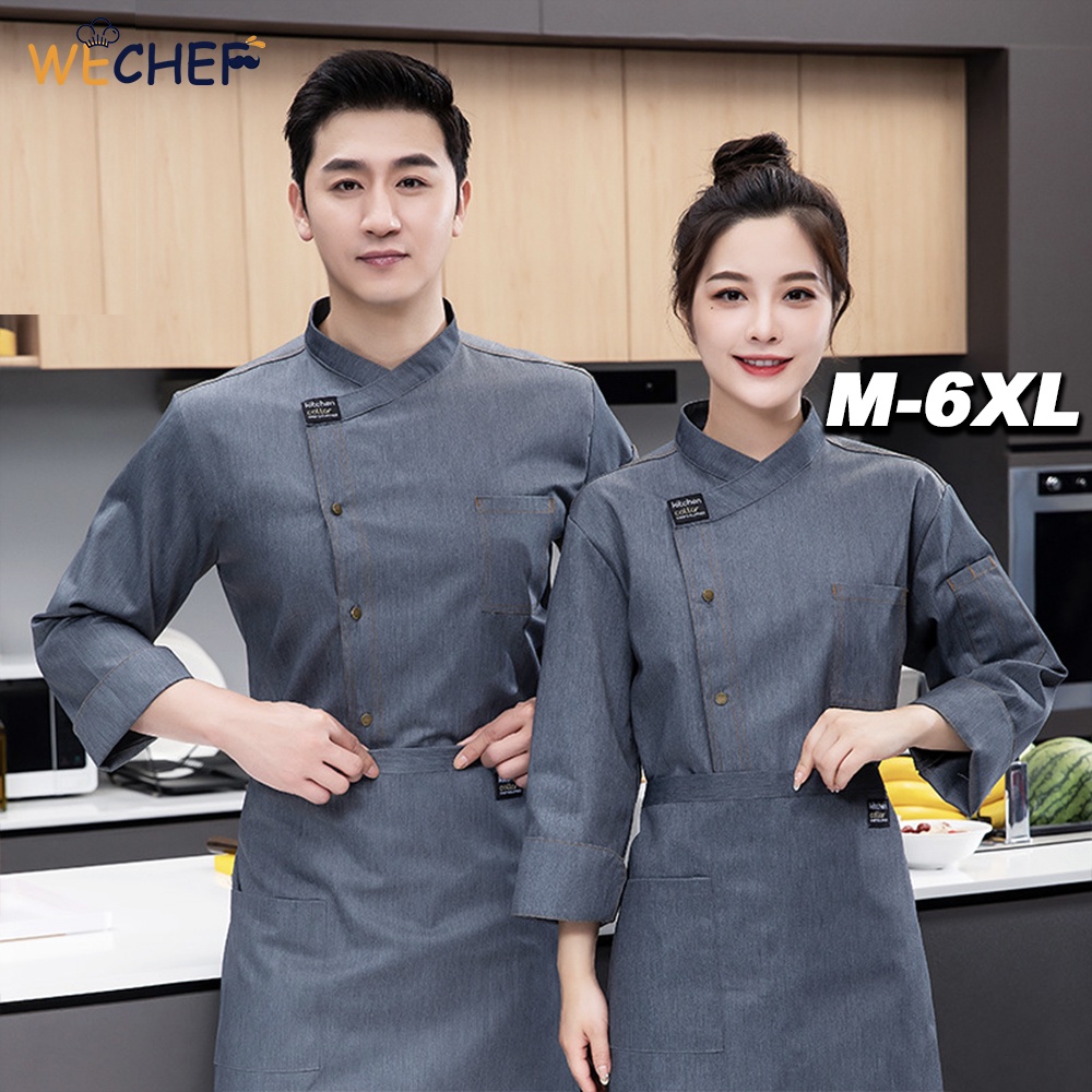 Ranrann Men Women Chef Coats Professional Chef Jacket Kitchen Restaurant Hotel Cooking Working White Long Sleeve 4xl