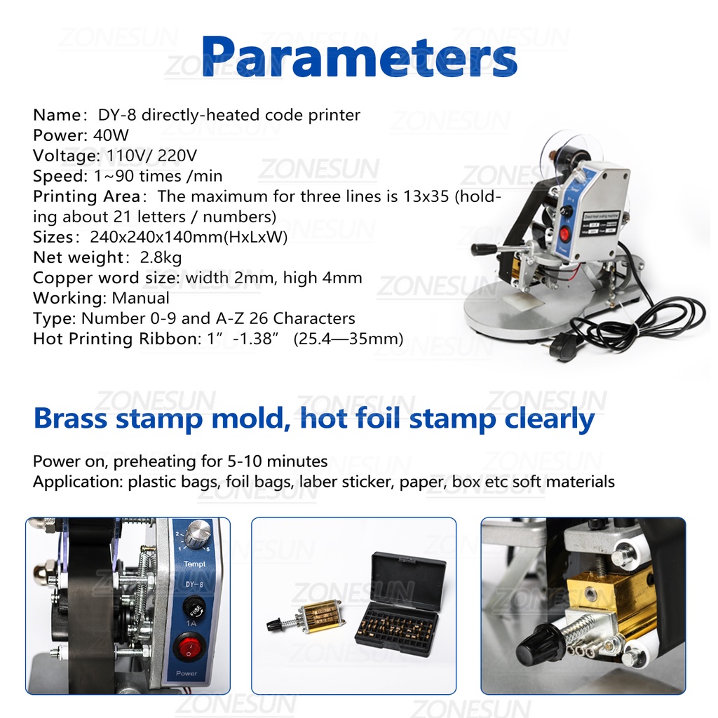 ZONESUN Date Coding Machine Printing Machine Manual Expiry Date Code ...