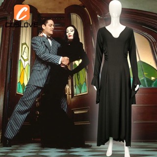 The Addams Family Cosplay Wednesday Mom Morticia and Dad Gomez Vintage Black Gothic dress Costume Halloween Shopee Philippines