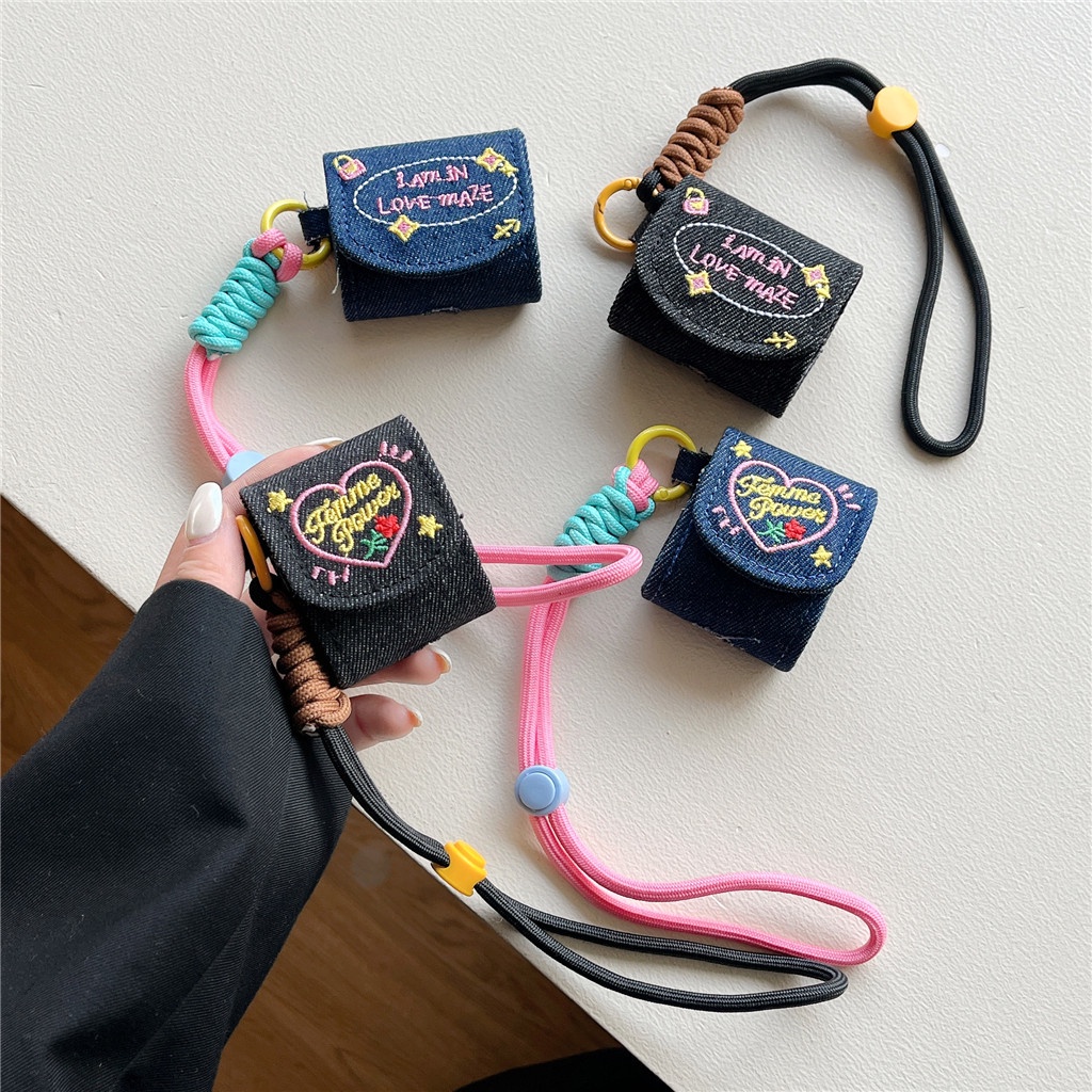 iphone AirPods Pro 2 AirPods 1/2/3 Embroidered denim Wireless Earphone