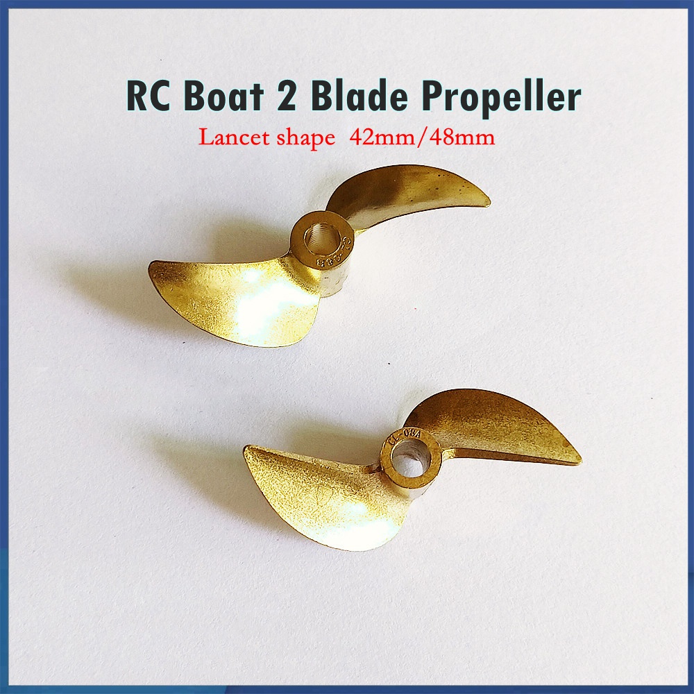 RC Boat 2Blade Propeller 42mm 48mm Prop Copper Hole 4mm 4.76mm(3/16
