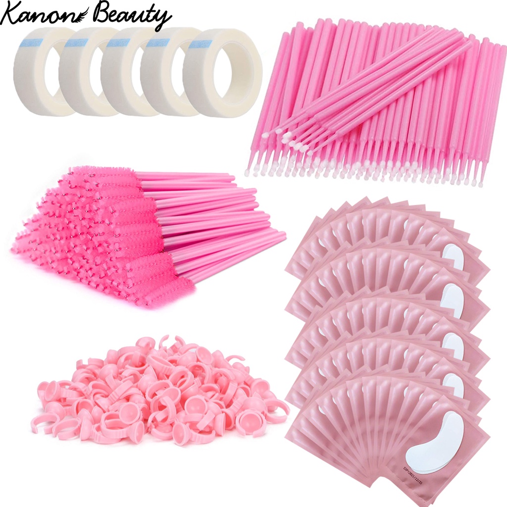 Eyelash Extension Supplies Set Lashes Micro Brush Tape Glue Ring Eye ...