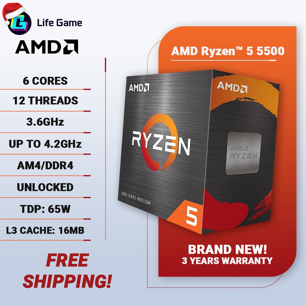 NEW AMD Ryzen 5 5500 Original Box Brand new 6 Cores 3.6GHz Upto 4.2Ghz ...