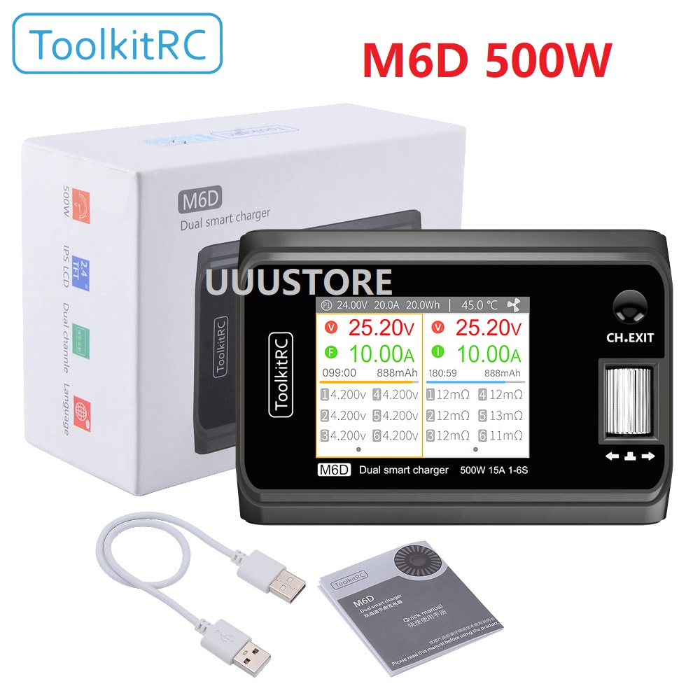 Toolkitrc M6d 500w 15a Dc Dual Channel Mini Smart Charger Discharger 