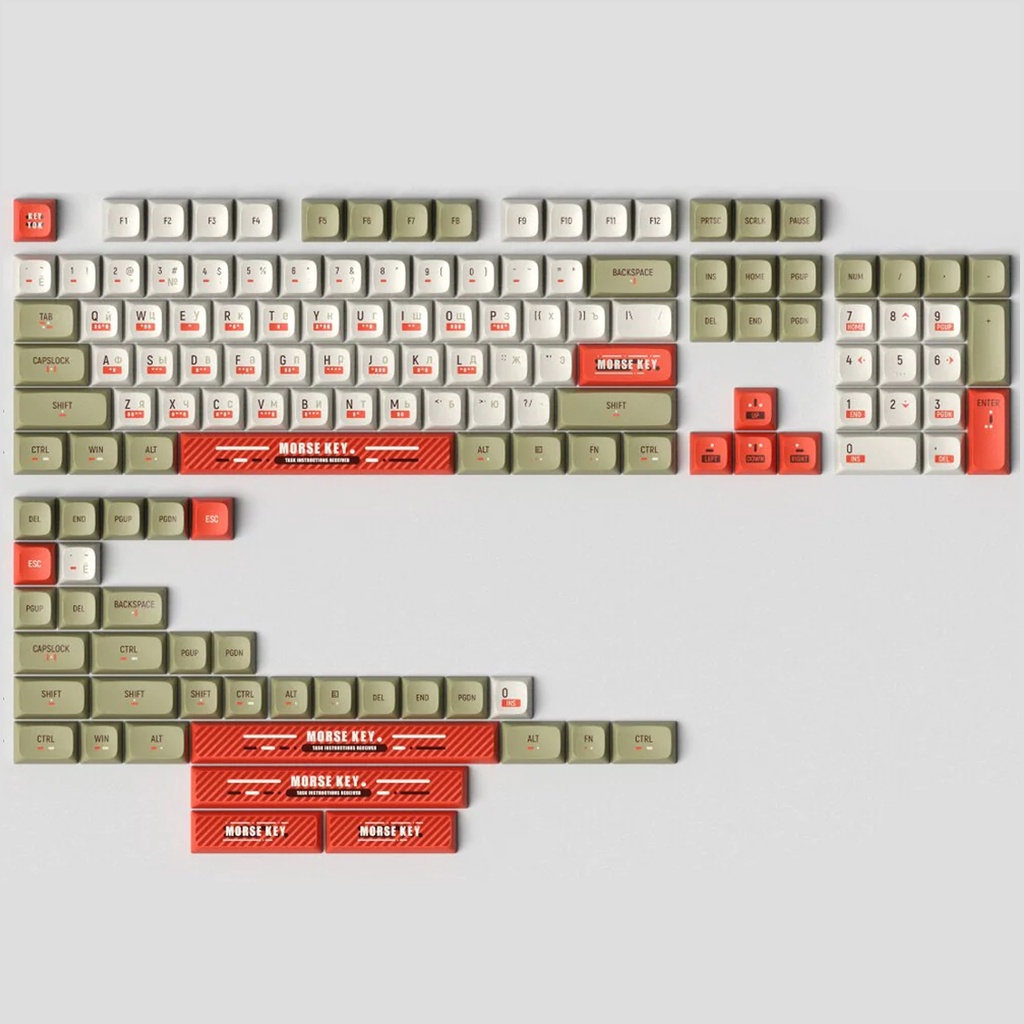 KEYTOK KDA PROFILE MORSE KEY CODE DYE SUB KEYCAP SET THICK PBT FOR