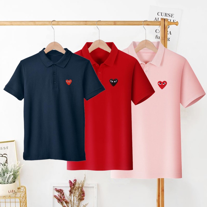 PLAY CDG Cotton Polo shirt Couple shirt women and men lapel shirt AA15 Shopee Philippines