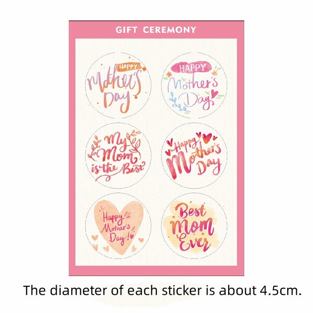 Happy Mother's Day Gifts Label Sticker Round Shape Sticker Sweet Floral ...