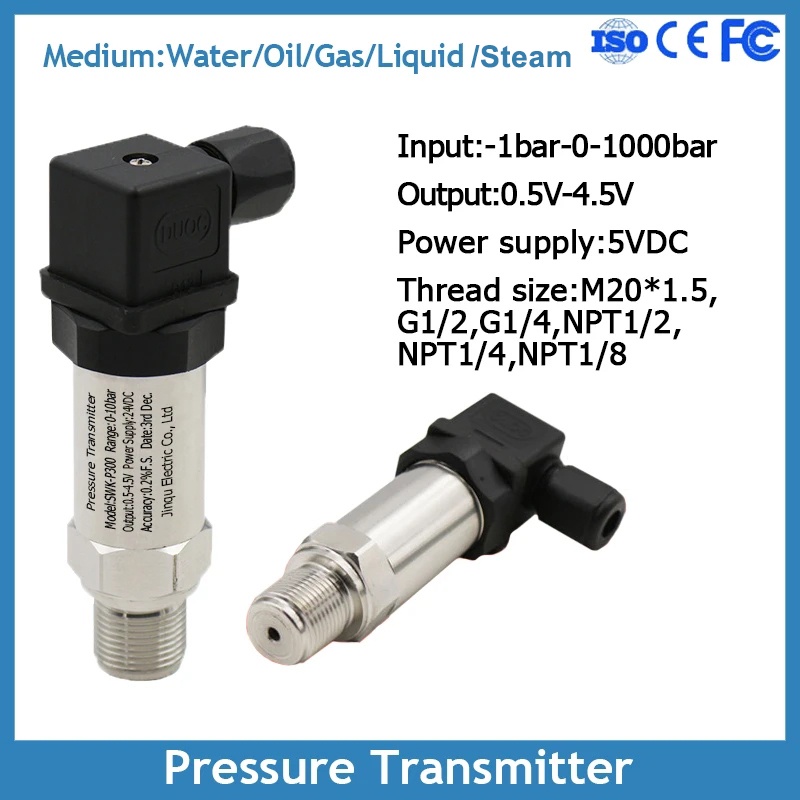 Pressure Transmitter 5VDC Power Supply Bar Psi Mpa Kpa 0.5V4.5V Output