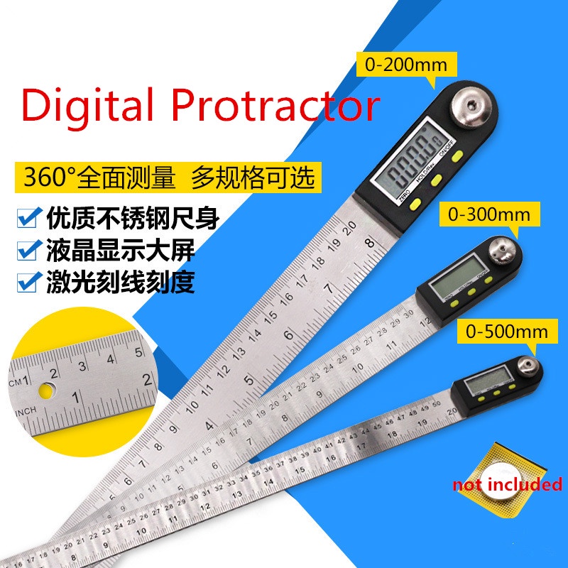 200mm 300mm 500mm Digital Angle Ruler Finder Meter Protractor Inclinometer Goniometer Electronic 5076