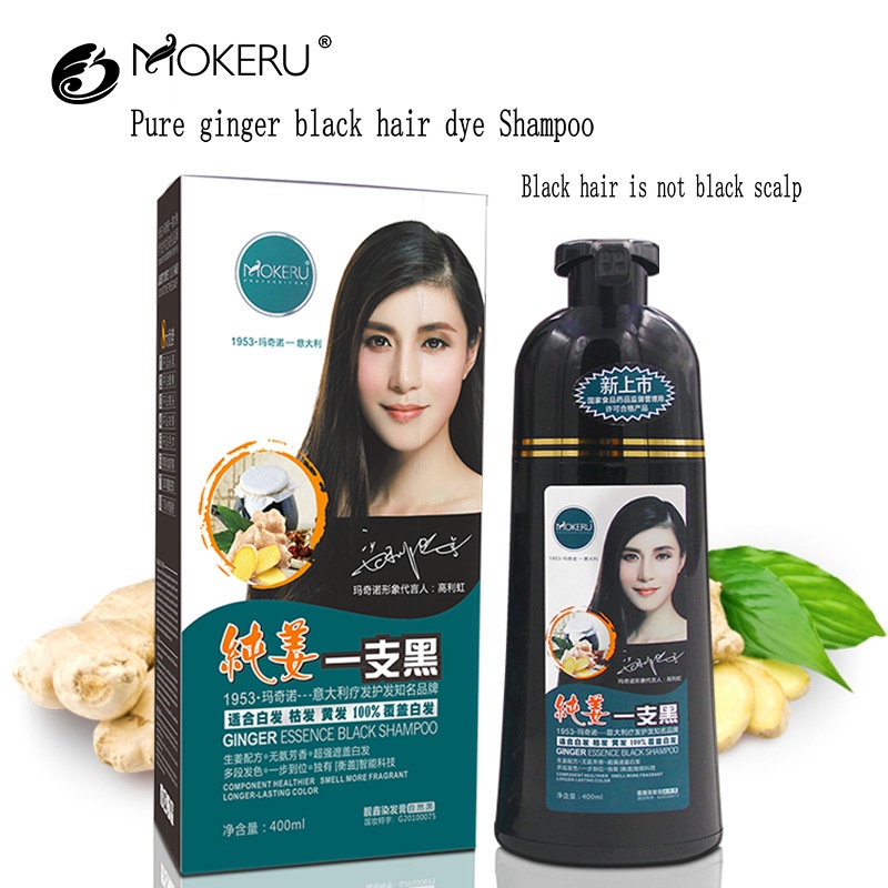 Mokeru Pure Ginger Essence Black Shampoo Long Lasting Dye Hair Only