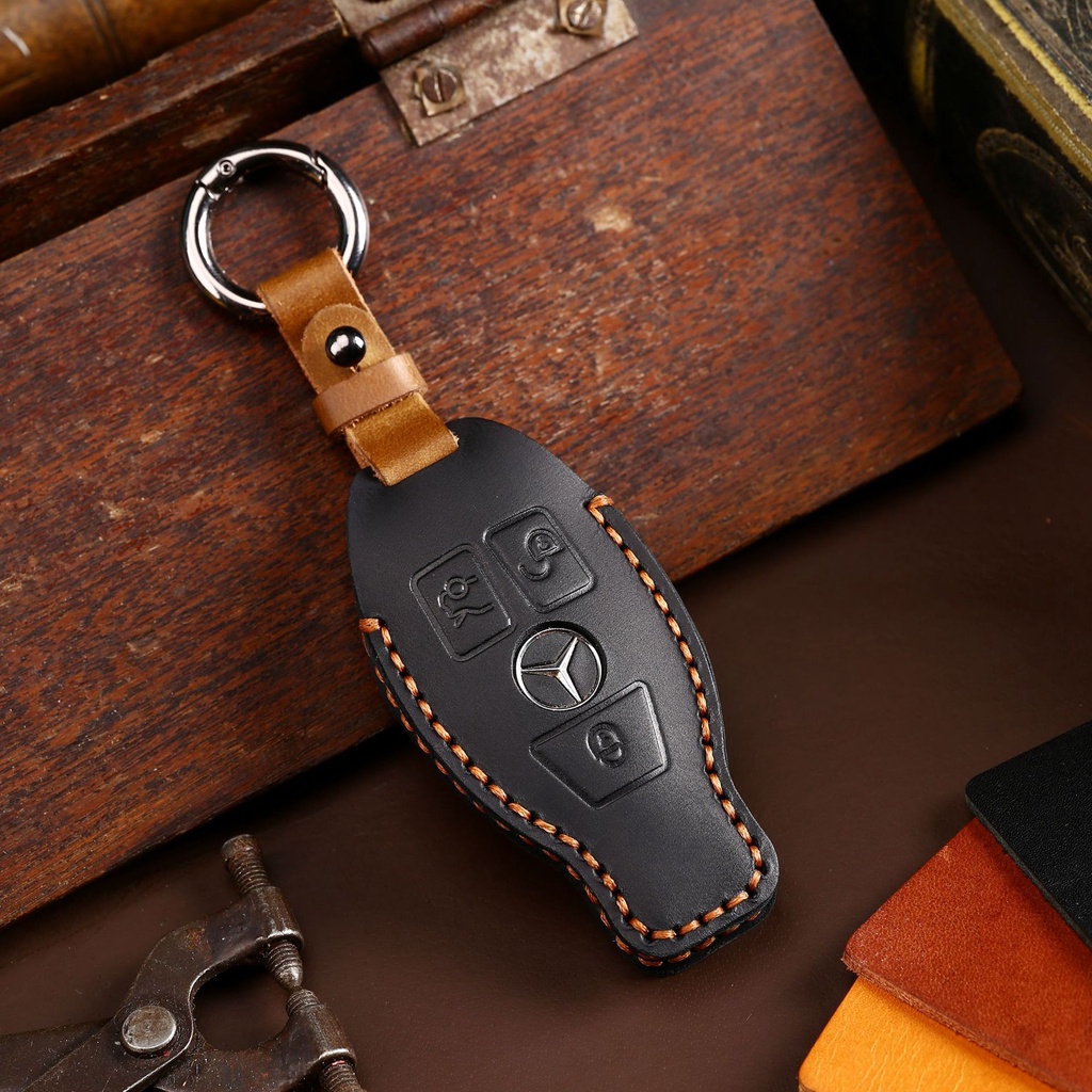 Benz AMG Genuine Leather Key Case W205 W222 W213 GLC GLB CLA Handmade ...