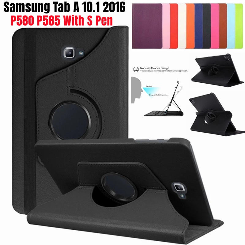 Tablet Case for Samsung Galaxy Tab A A6 2016 P580 P585 With S Pen 360  Rotating Tablet Funda Flip Cover Stand PU Leather Cover Case