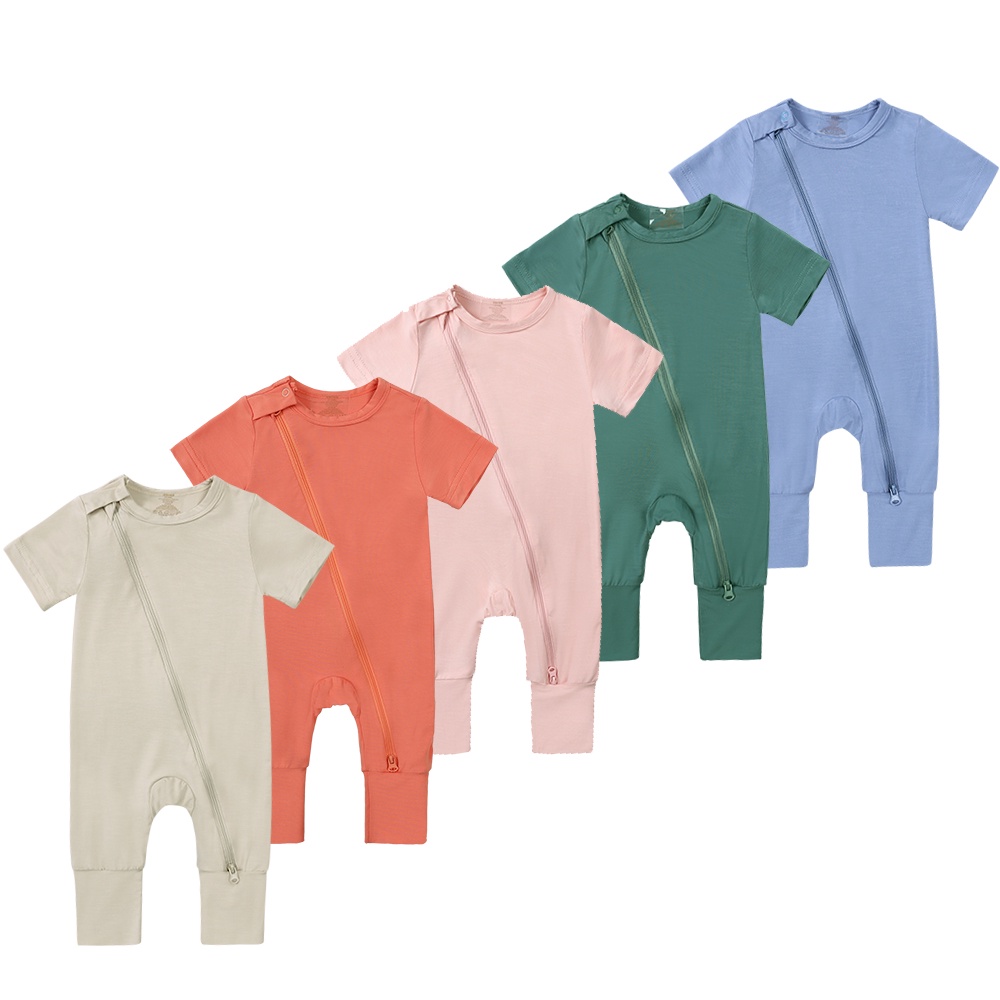 Kids Tales Bamboo Fiber Summer Newborn Baby Jumpsuit Baby Boy Girl Clothes  Short Sleeve Baby Zipper Romper Soft New Born Onesies