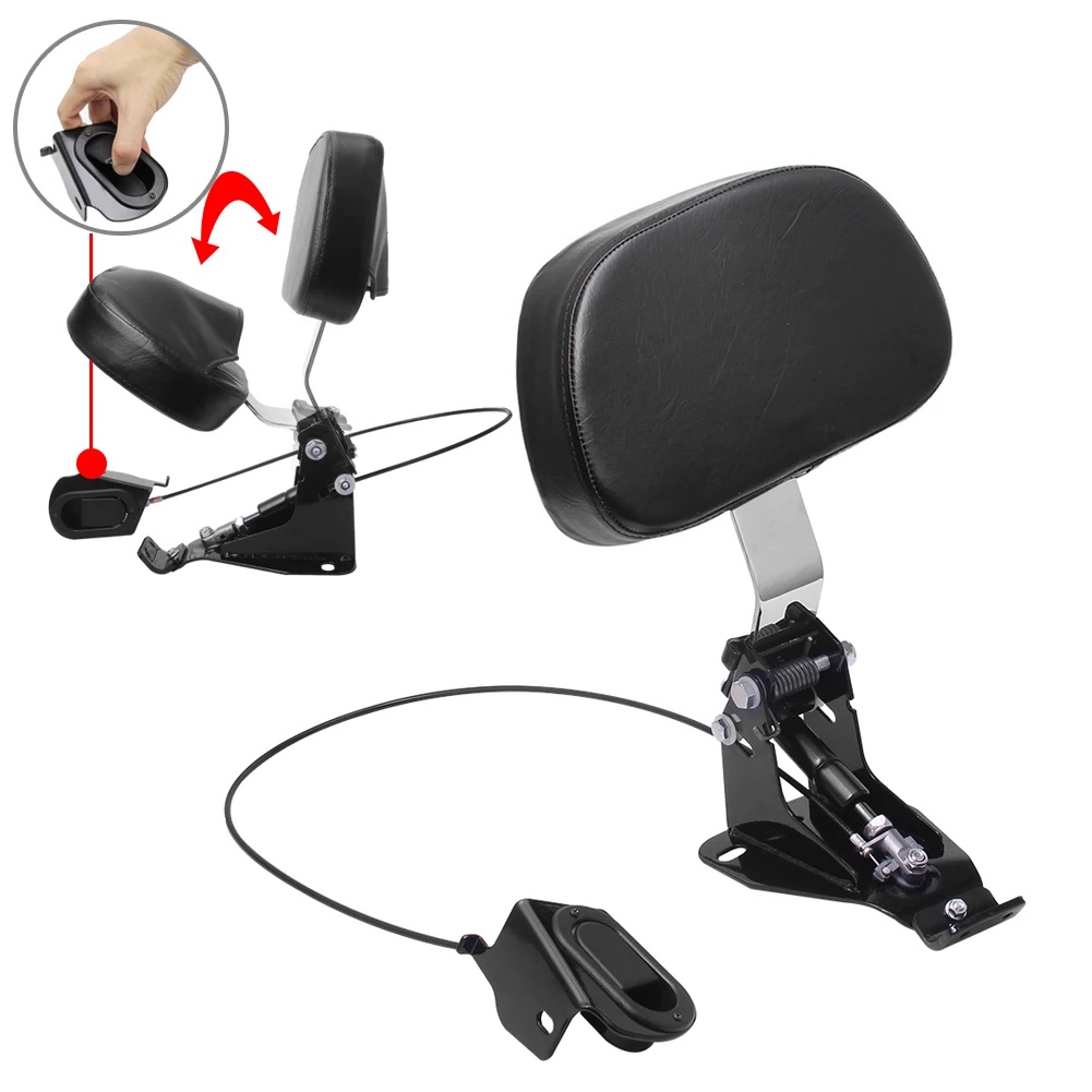Motorcycle Driver Rider Backrest + Adjustable Mounting Kit For Harley ...