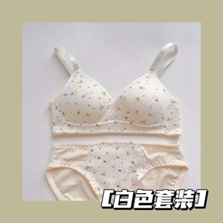 Sweet floral bra girls small chest thin cups without steel ring  skin-friendly comfortable bra