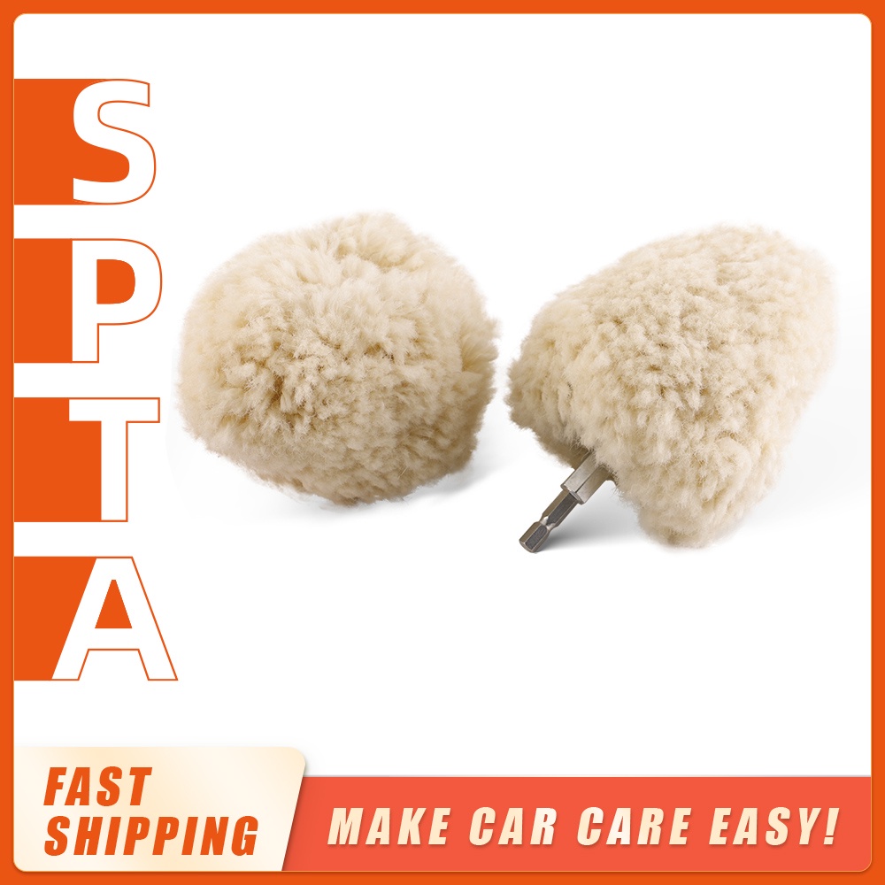 SPTA 1Pc5Pcs 4inch Genuine Wool Buffing Ball Polishing Ball Hex Shank