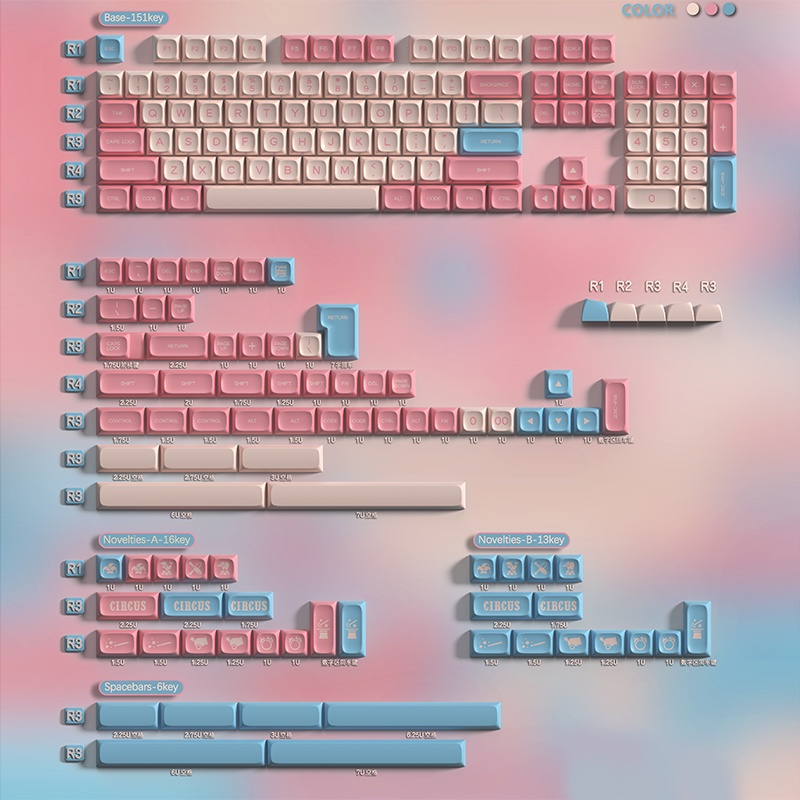 PGA ABS CIRCUS DOUBLESHOT KEYCAP SET PGA PROFILE FOR MX STEM KEYBOARD