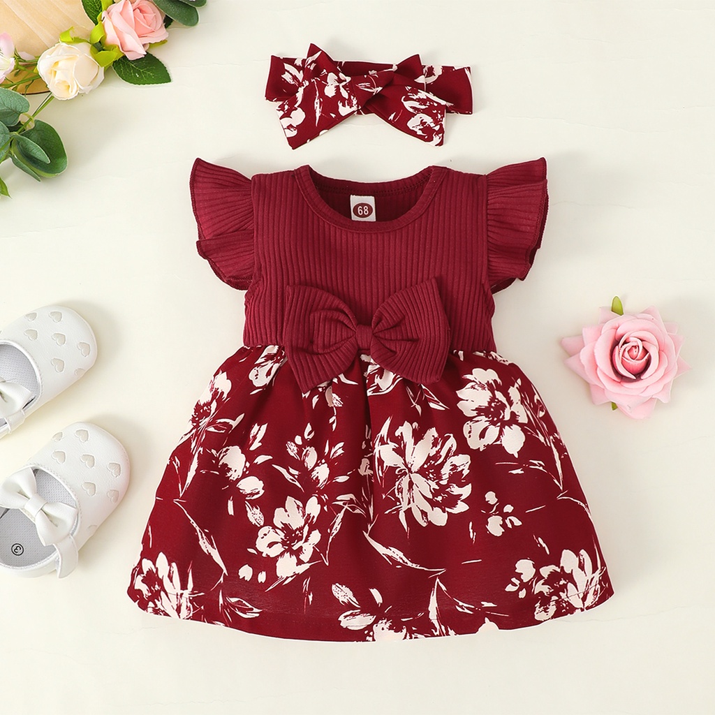 02 Years Old Newborn Baby Girl Skirt Birthday Summer Butterfly Sleeve