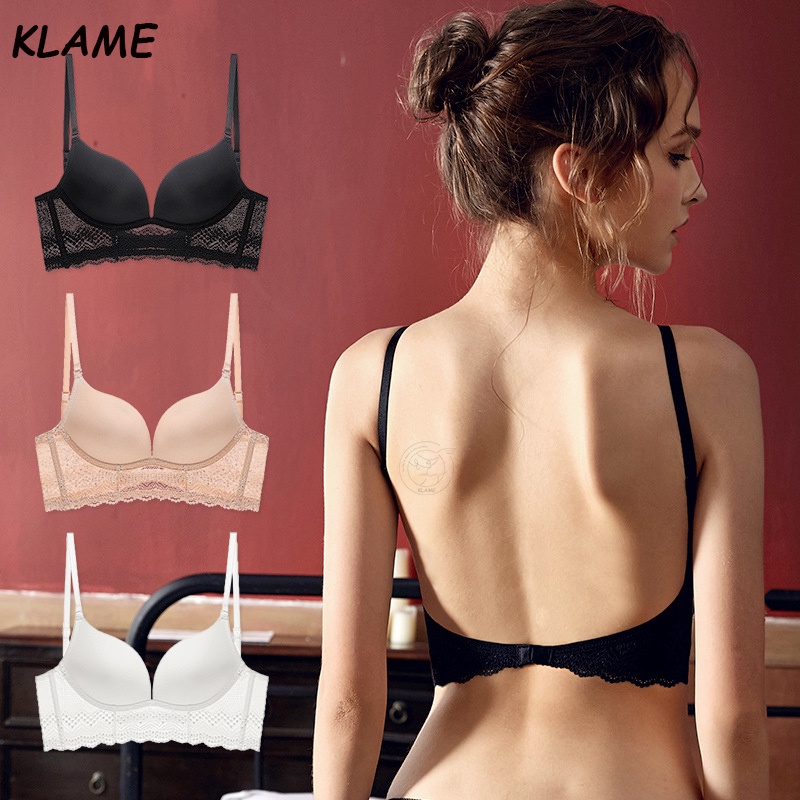 KLAME Sexy Push Up Bra deep V-Neck Lace Invisible Padded Underwear