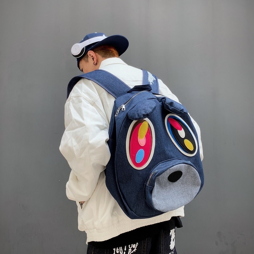 Online dating master original selfmade dropout bear denim backpack