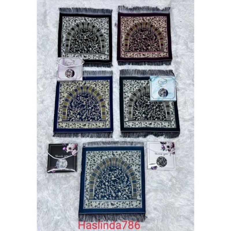 mini travel Raudah design sajadah with box.35×35cm | Shopee Philippines