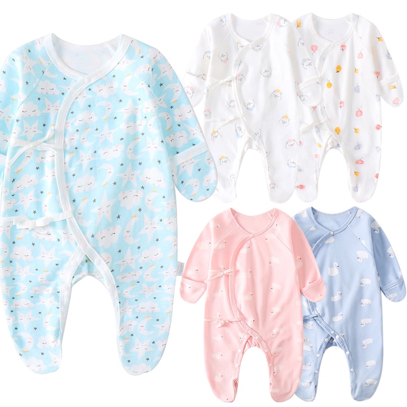 Infant Long Sleeve Double Zipper Pajamas - Hand & Foot Cover Sleepwear For Babies