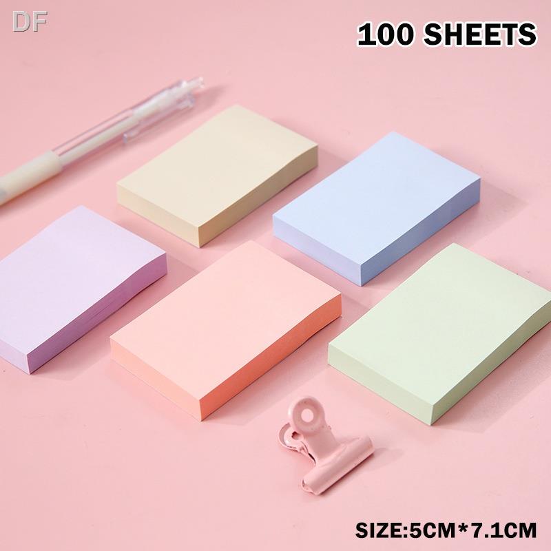 100 Sheets Creative Solid Color Sticky Notes Rectangle Shape Memo Pads ...