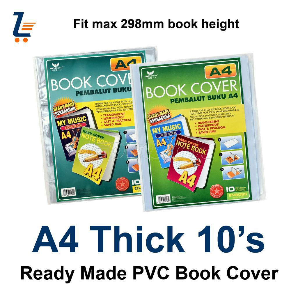 A4 Made PVC Book Cover Wrapper / Pembalut Buku Nota 10's (Unicorn UBC ...