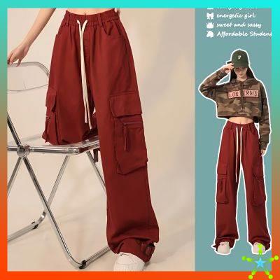 cargo pants for women slacks pants women plus size Oversize pants, American  street dance red cargo pants, men's and women's small summer loose and slim  casual trousers