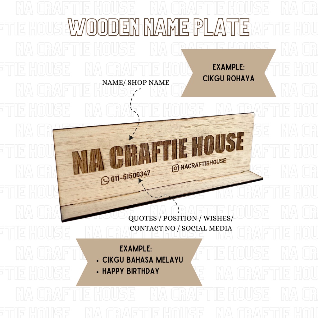 KAYU Wooden NAME PLATE/LASER ENGRAVED Table NAME Sign/WOODEN NAME PLATE