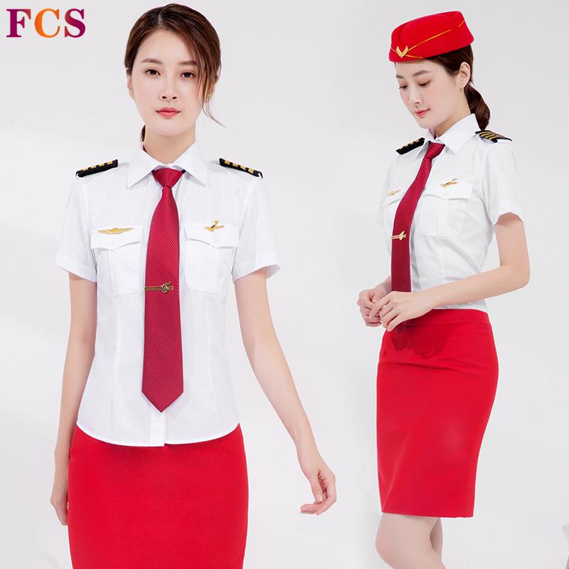 [KK] Aviation Uniform Shirt Captain Uniform Female Stewardess Uniform ...