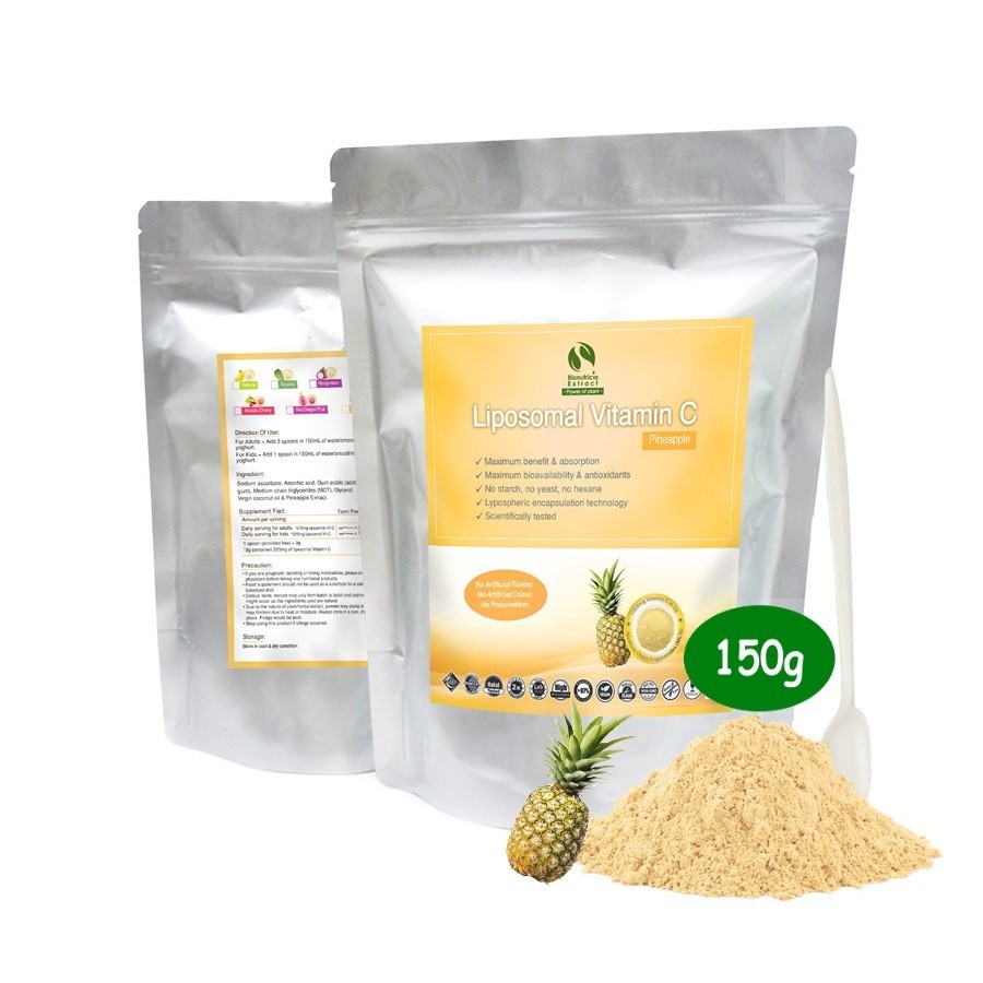 Lipid Vitamin C+Pineapple Extract Powder (150g), No Sugar, Superior ...