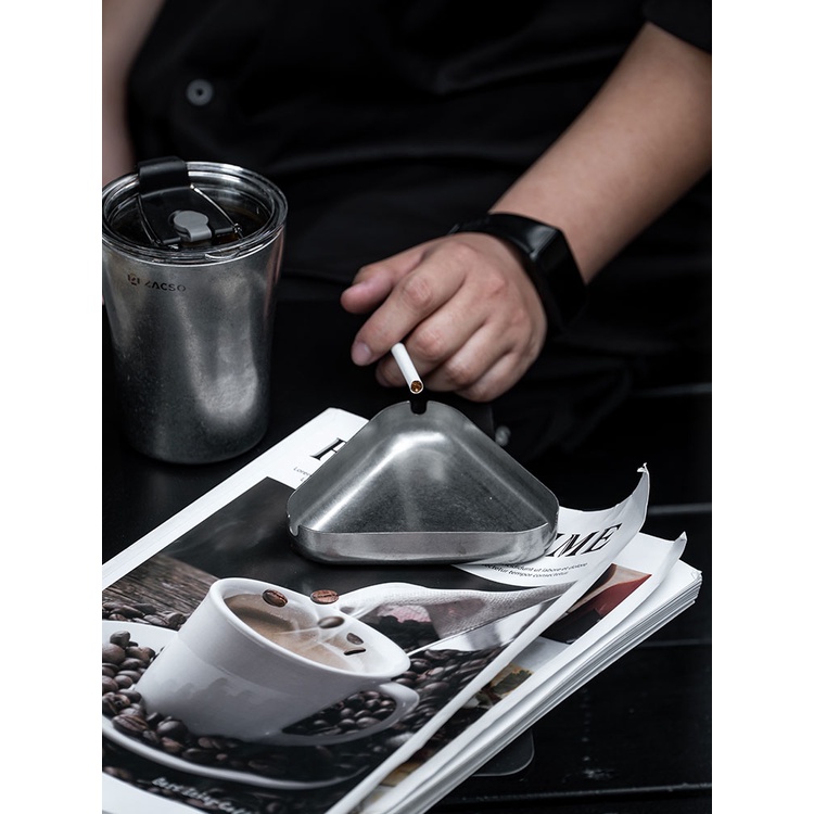 Yixi Stainless Steel Cigar Ashtray Retro Nostalgic Camping Barbecue