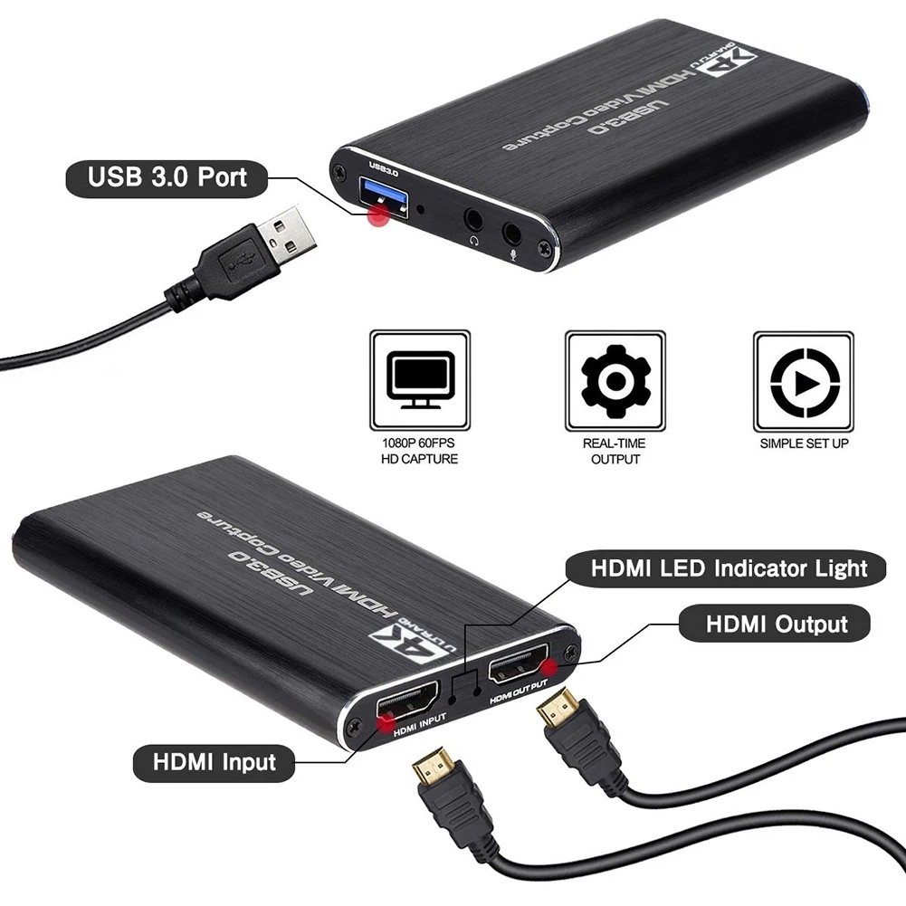 HDMI to USB Video Capture Card 4K Screen Recording USB3.0 1080P 60FPS ...