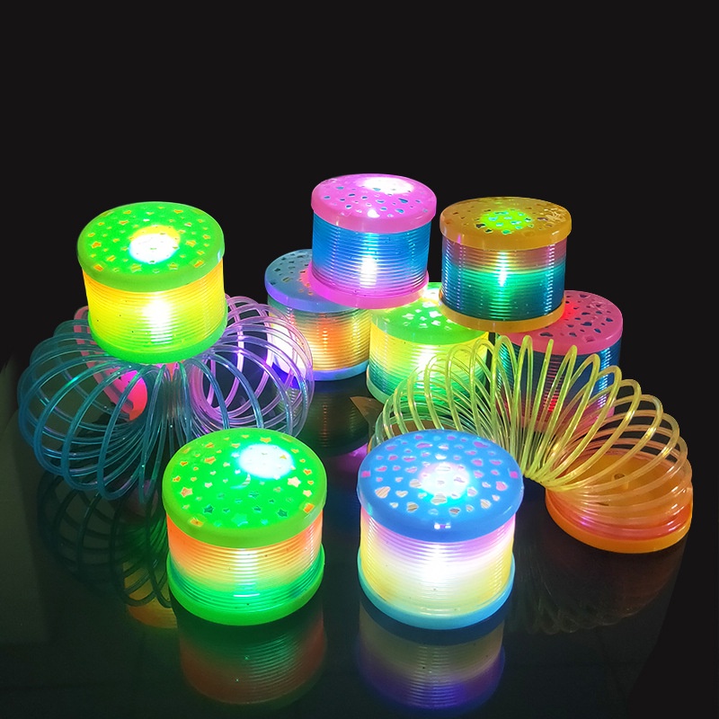 3D Cute Glowing Magic Plastic Colorful Rainbow Spring Circle Ring LED ...