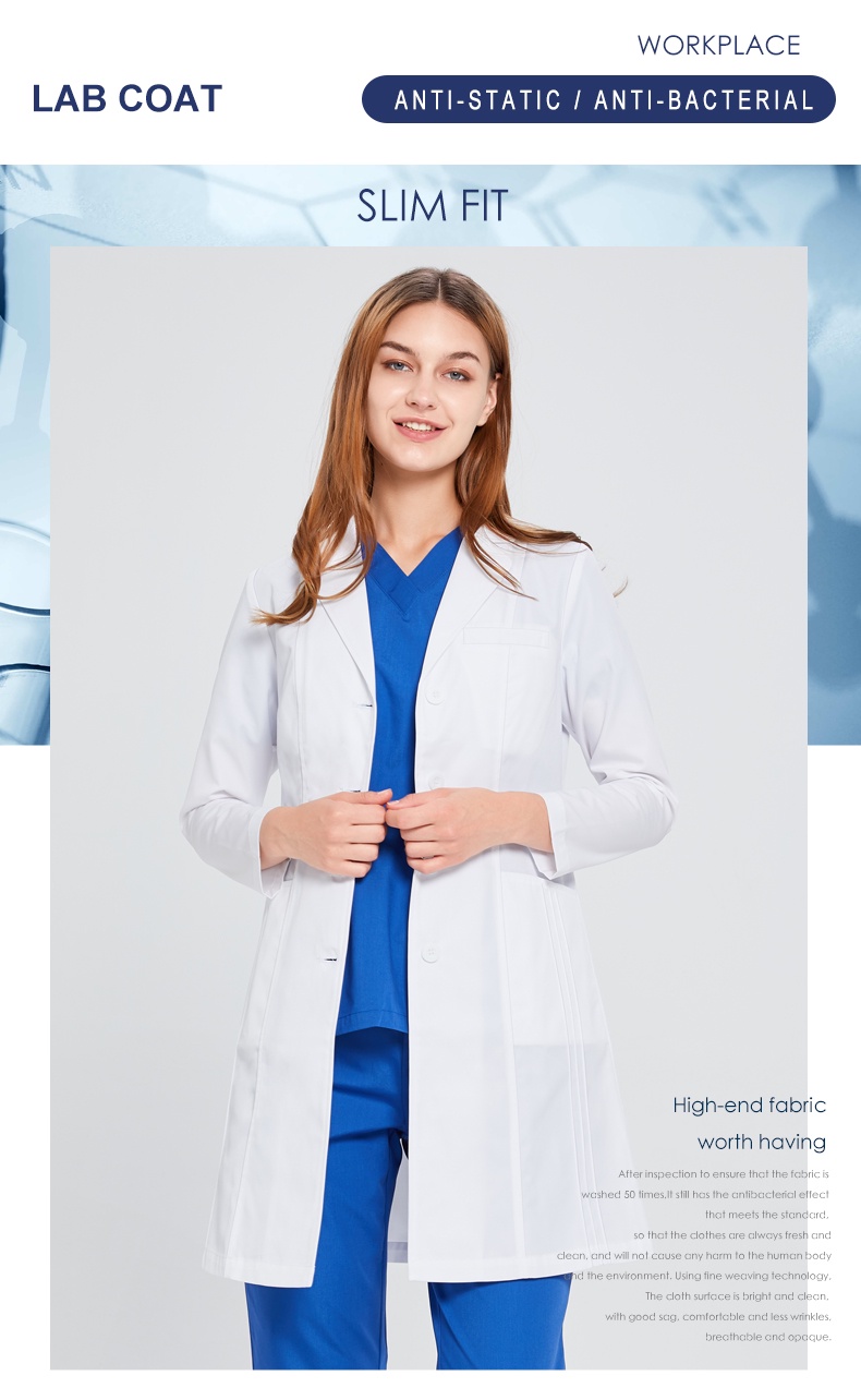 Medical White Doctor Overall Coats 99%Polyester 1%Conductive wire ...