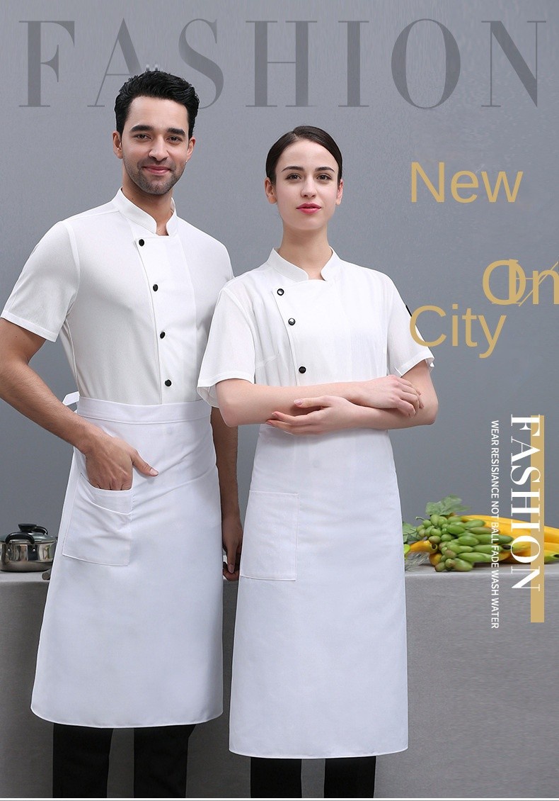 Chef uniform short-sleeved men and women's summer breathable ice silk ...