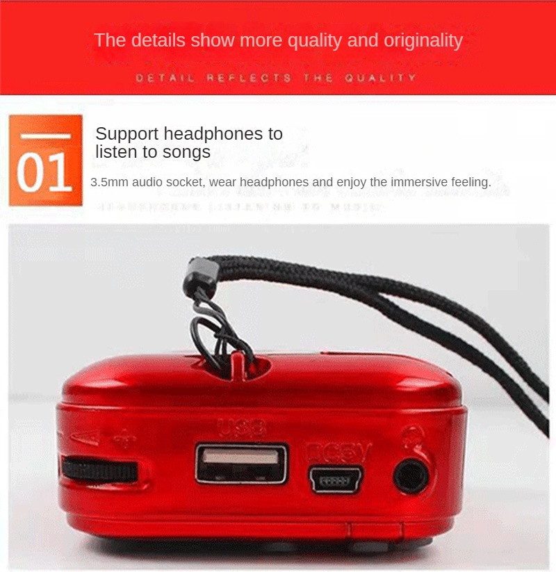 Bluetooth card mini stereo elderly portable radio mini walkman music ...
