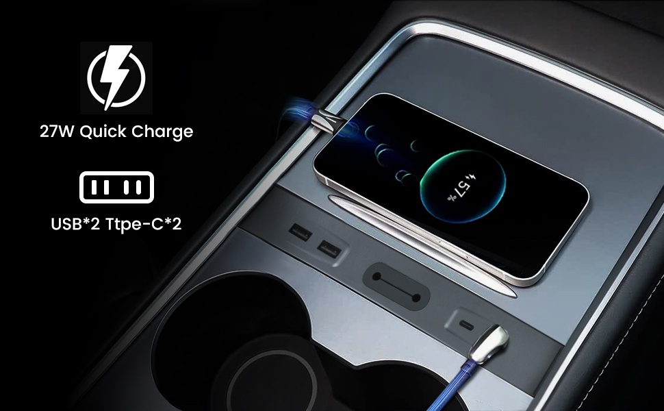 Tesla USB Hub for Model 3/Y(2021/2022/2023), 4-in-2 Docking Station ...