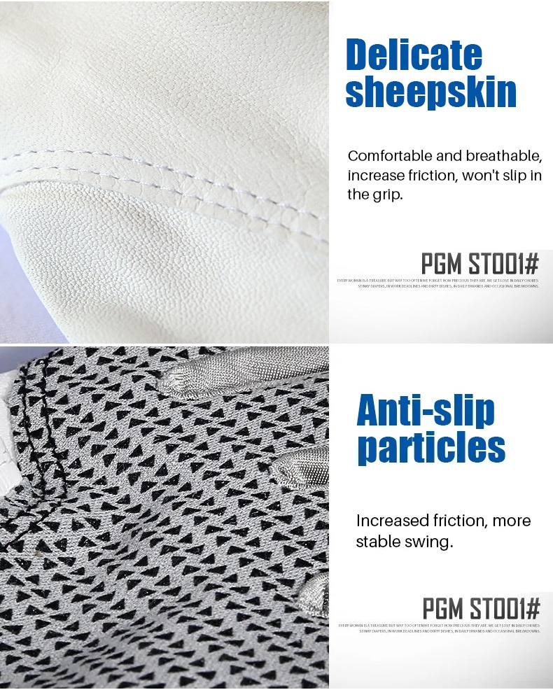 Palm with anti-slip particles PGM golf men white glove with breathable ...