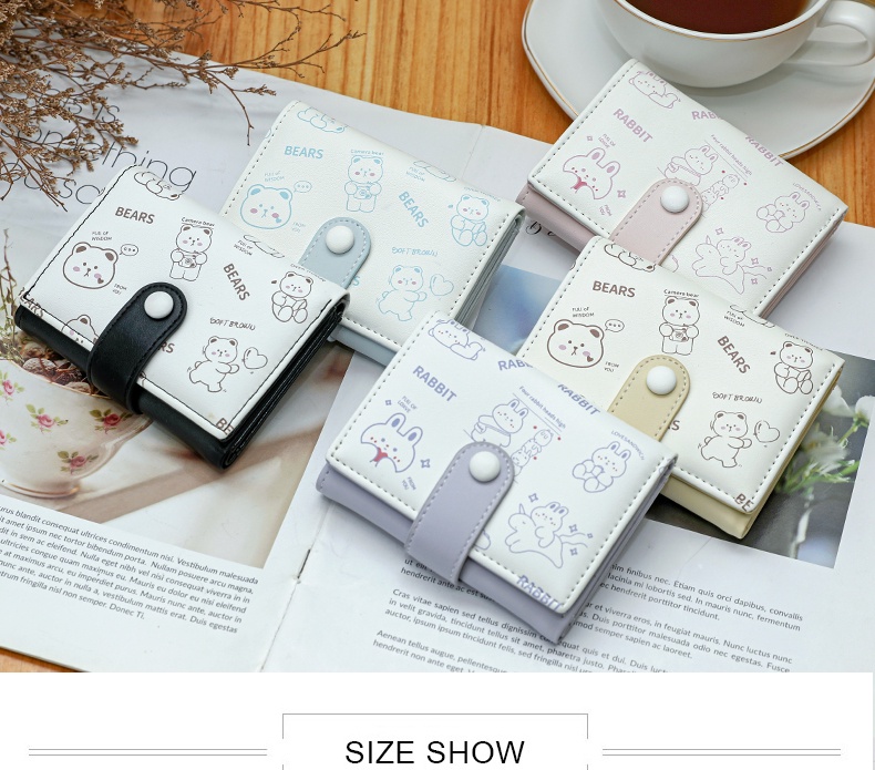 Wabilu Cute Bear Trifold Wallet For Women & Girls | PU Leather Small Card Holder With ID Window - View #10