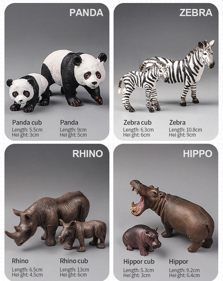 Solid Simulation Wild Animals Models Set Elephant Giraffe Zebra Lion ...