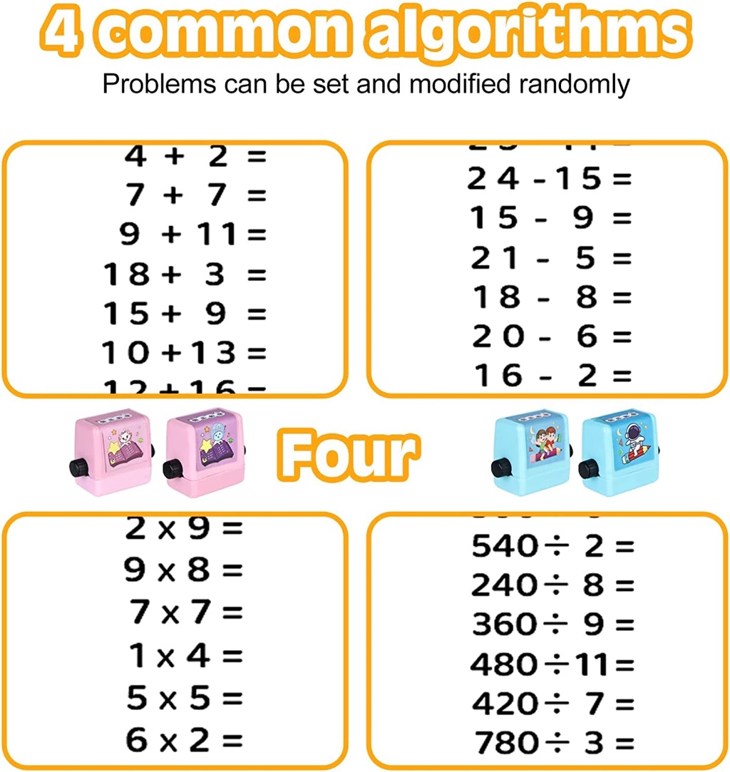 Smart Math Roller Stamps for Kids, Addition Subtraction Multiplication ...