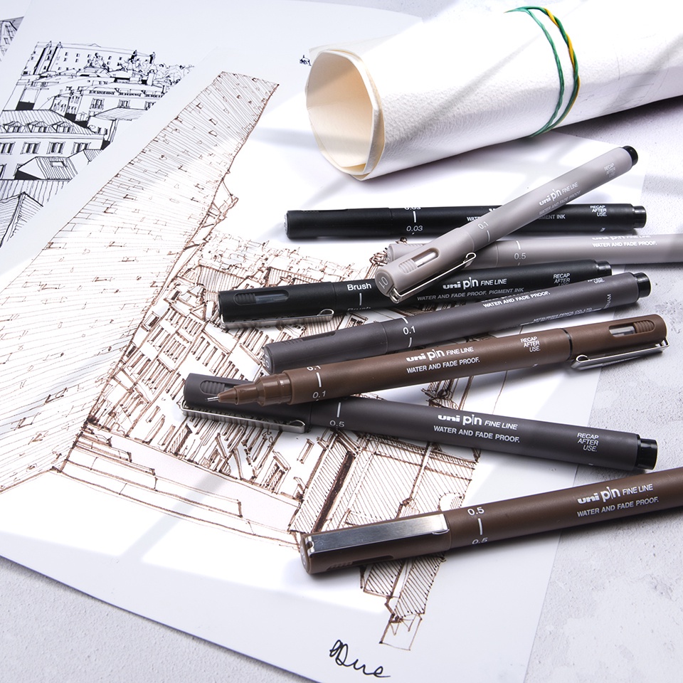 Uni Pin Fine Line Pigment Ink Drawing Pen (0.05mm - 1.2mm) PIN-200 ...