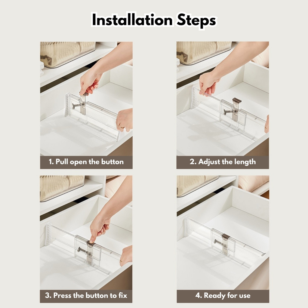 HomePlus ️ Expandable Divider Drawer Storage Box Wardrobe Panel