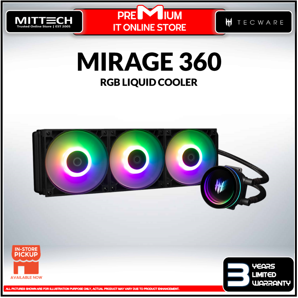 Tecware Mirage 360 RGB Liquid Cooler- 360mm 3x RGB Fan ARGB 3-Pin All ...